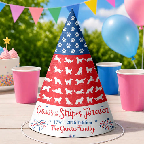 1776 Edition Paws And Stripes US Independence Day - Personalized Party Hats