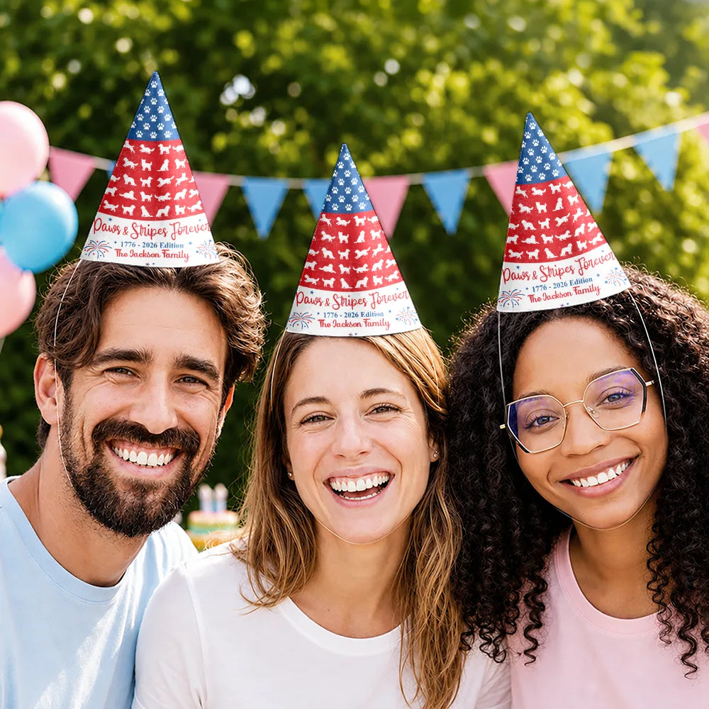 1776 Edition Paws And Stripes US Independence Day - Personalized Party Hats