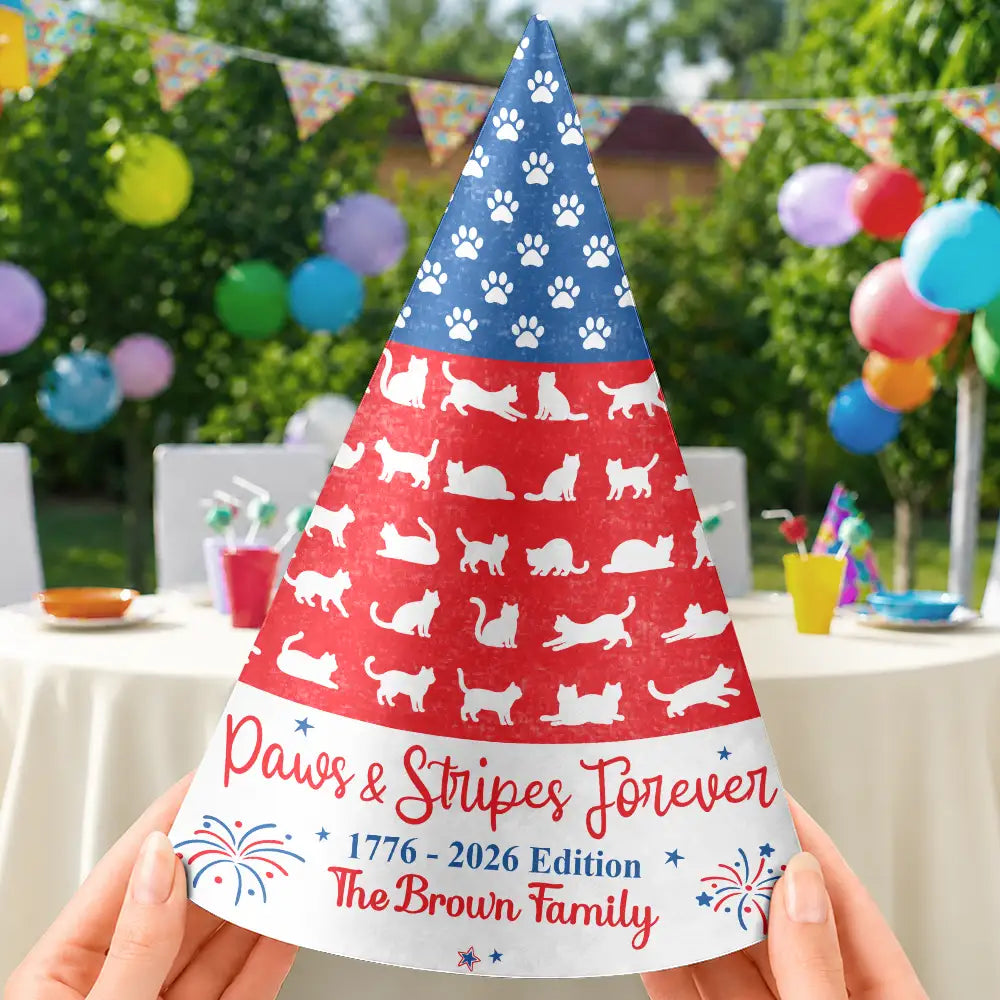 1776 Edition Paws And Stripes US Independence Day - Personalized Party Hats