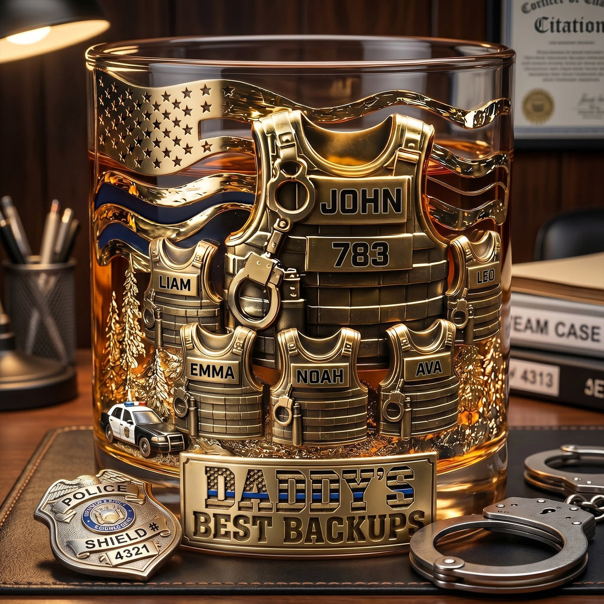 Legendary Police Dad Round Glass, Personalized Gifts For Police Officer, Sheriff, Captain Dad 04qhlu270526