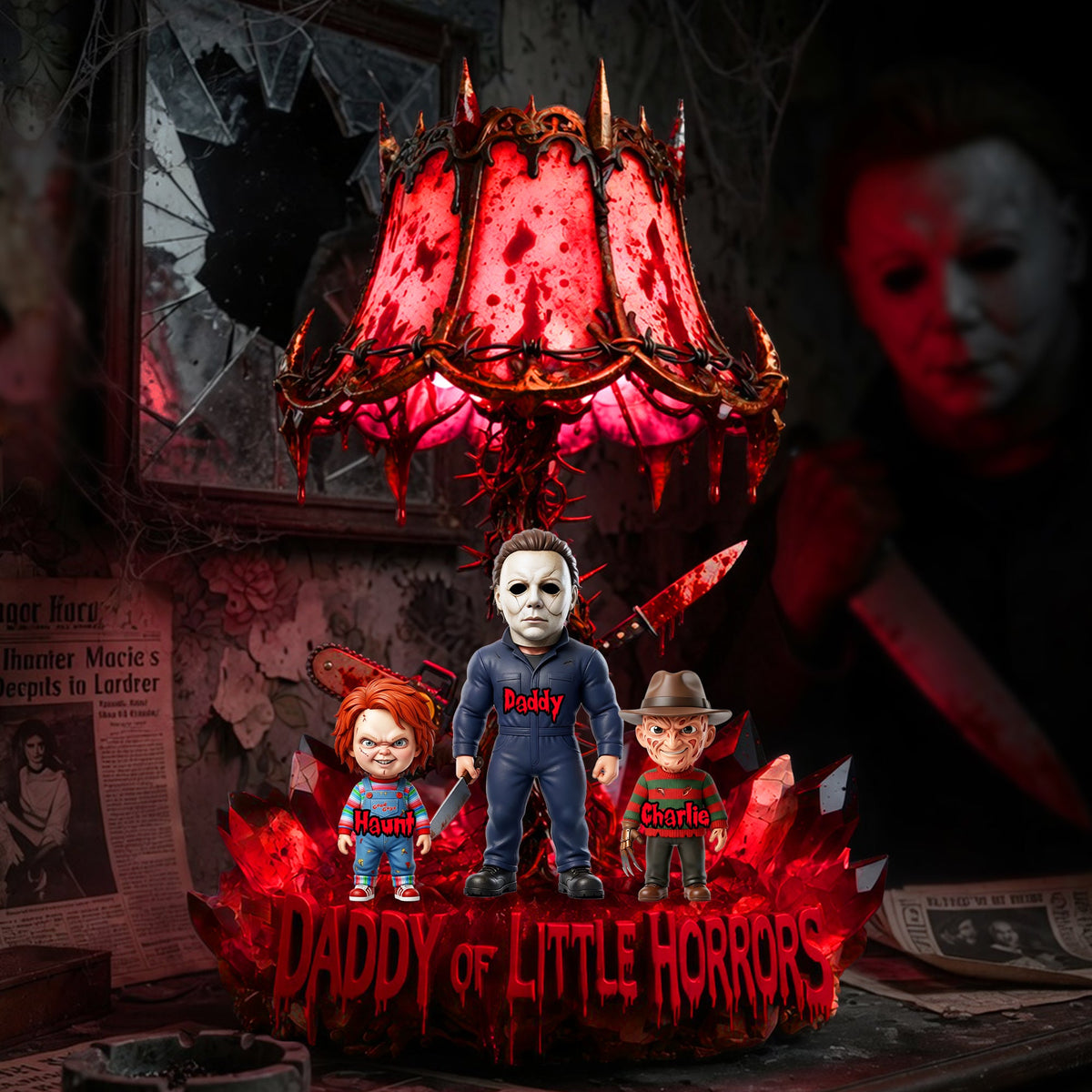 Papa Of Little Horrors Acrylic Light Box Personalized Gifts For Dad 02TYLU110526