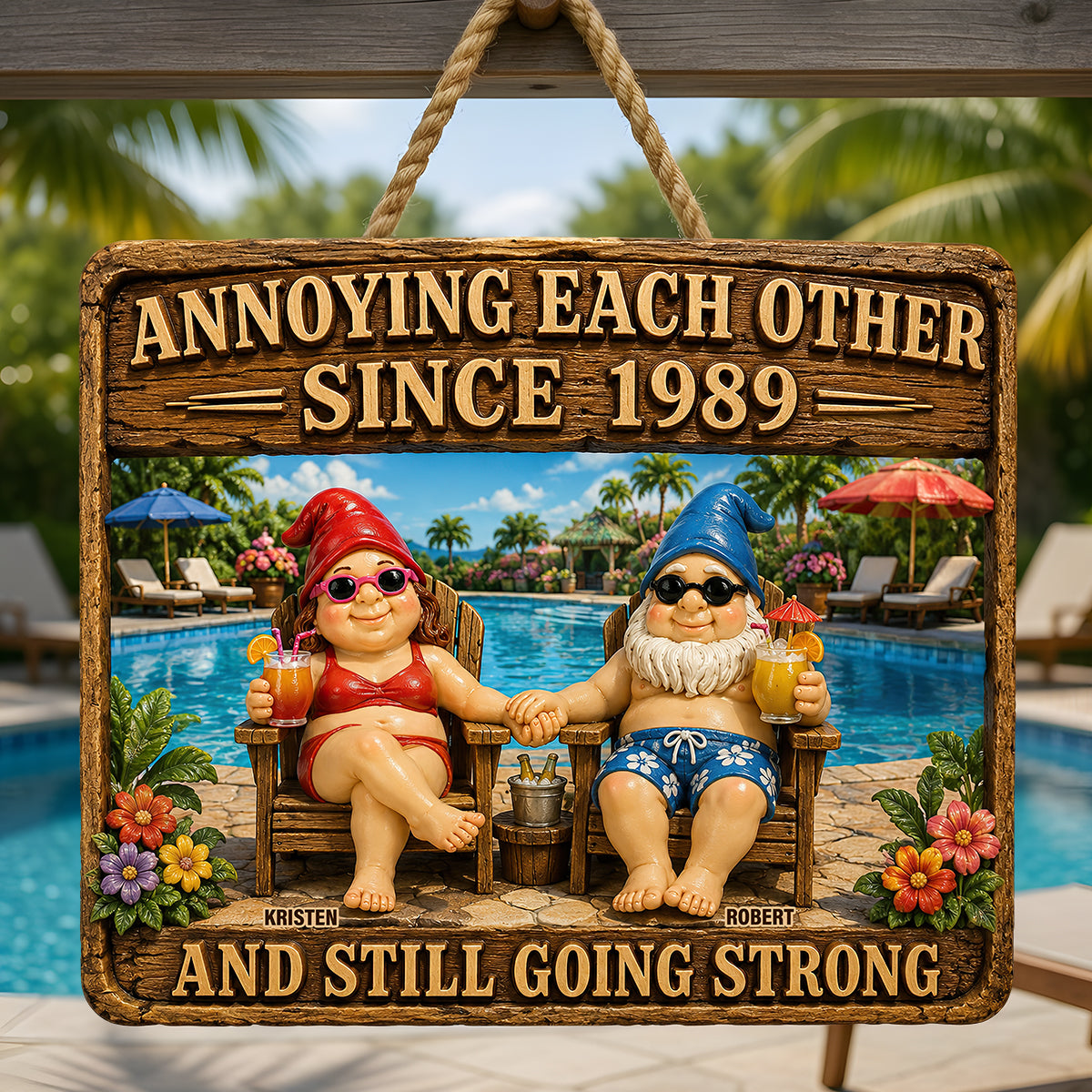 Relaxing Old Couple Metal Sign - Personalized Anniversary Gifts For Couples 02NADT170626