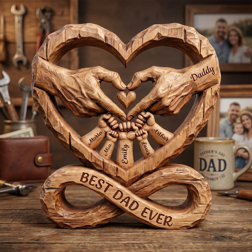 Dad Fist Bump Heart Plaque, Personalized Gifts For Dads 02QHDH140526