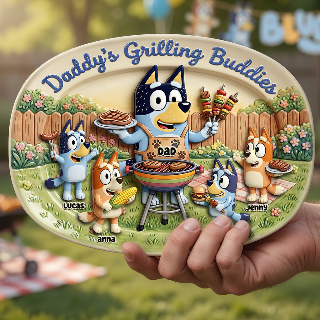Daddy's Grilling Buddies Plate - Personalized Gifts For Dad 01nadt130526