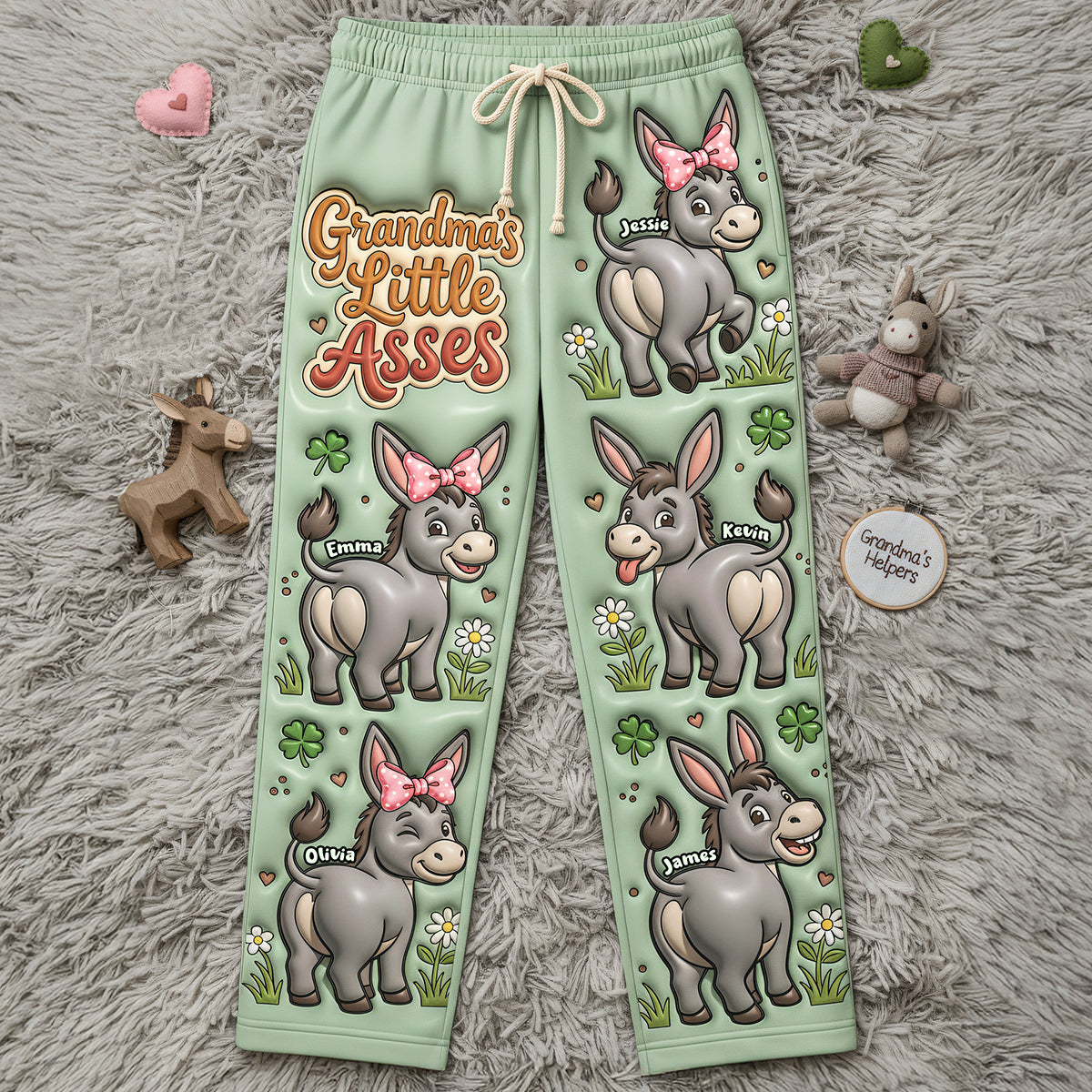 Grandma Donkey Funny Pajama Pants - Personalized Gifts For Grandma and Mom 01nata100326