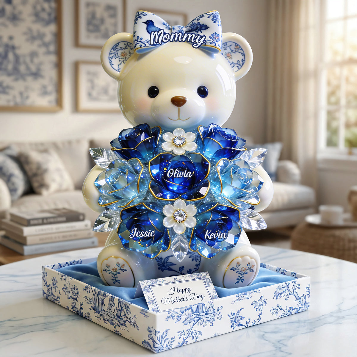 Sweet Bear Toile de Jouy Acrylic Plaque - Personalized Gifts For Mom 01PGTA310326