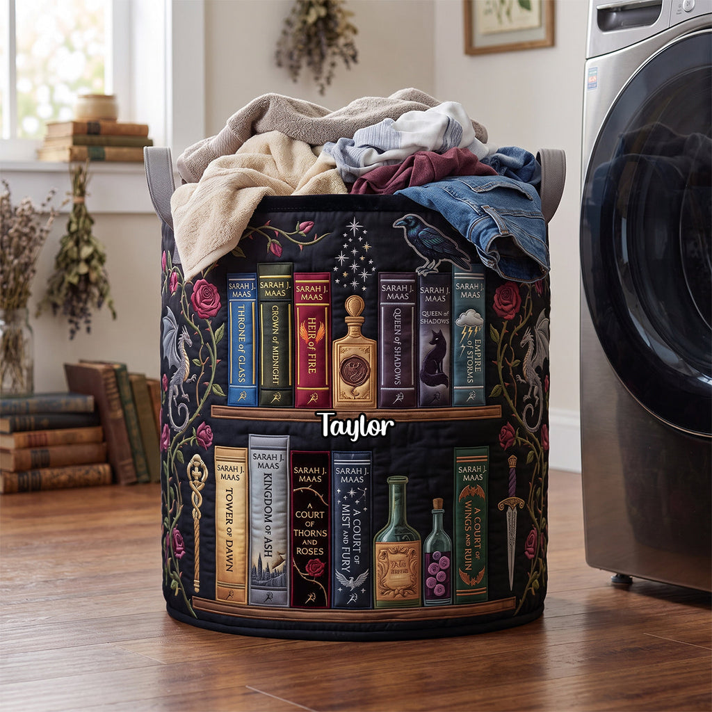 Romantasy Collection Quilted Laundry Basket - Personalized Gifts For Book Lovers 04qhdh130726