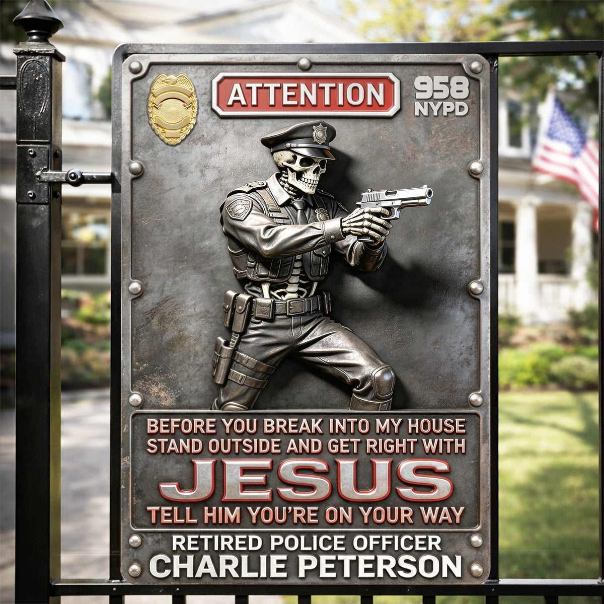 Police Warning Metal Sign - Personalized Gifts For Police Officers 04kilu050326
