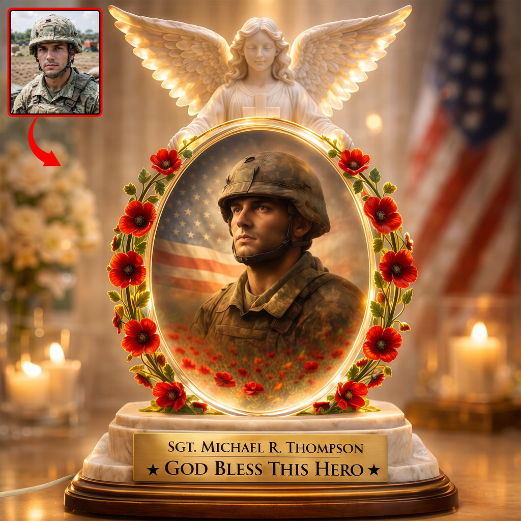 God Bless This Hero - Veteran Memorial Light Box - Custom Photo Gifts For Heaven 03tyqn070426