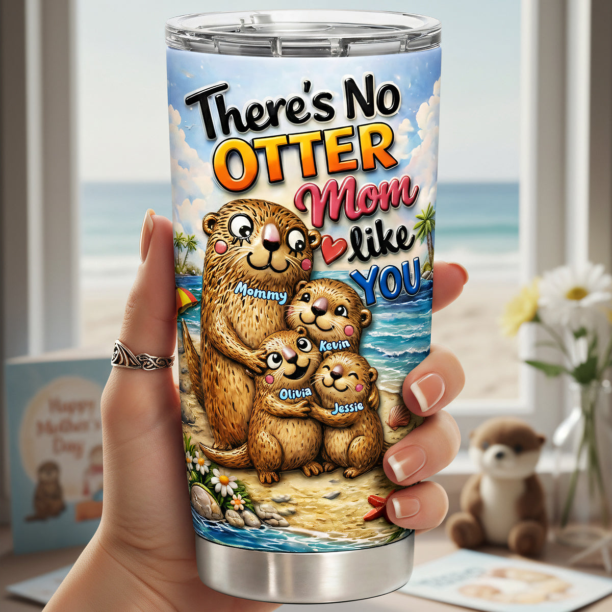 Otter Mom And Babies Tumbler - Personalized Gifts For Mom 03TYTA040326