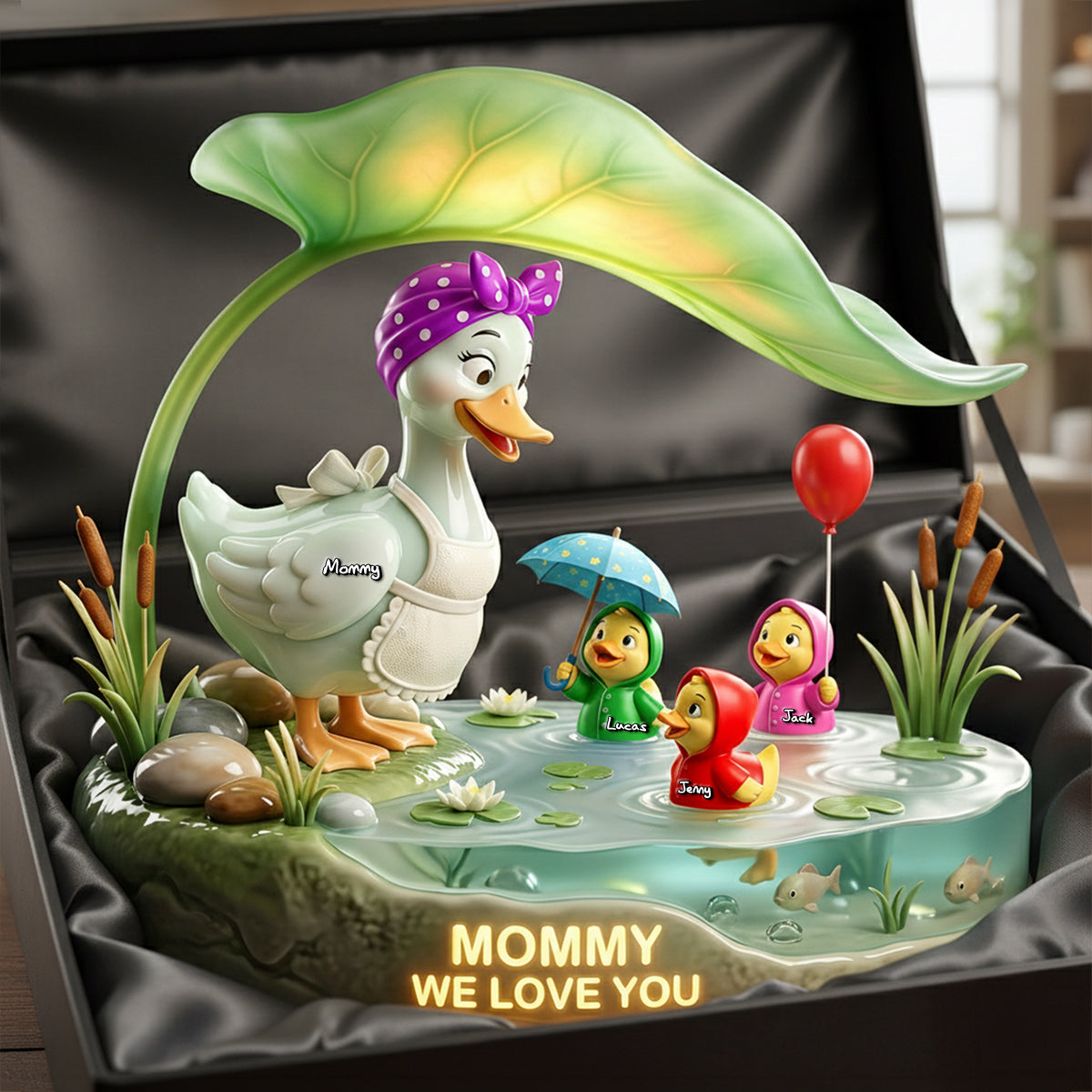 Mother Duck And Little Ducks Acrylic Light Box - Personalized Gifts For Mom 03patn280226