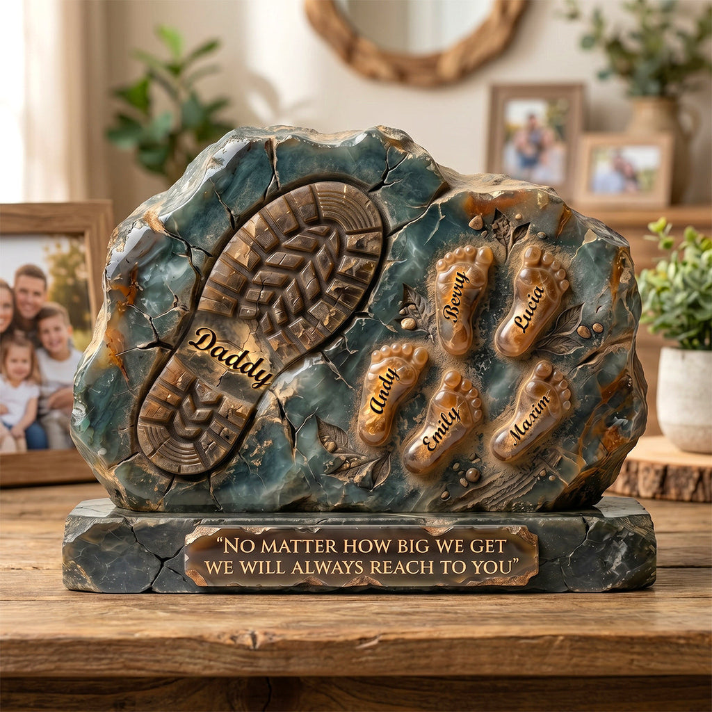 Daddy And Kids Footprint Acrylic Plaque - Personalized Gifts For Dad 05TODH050526