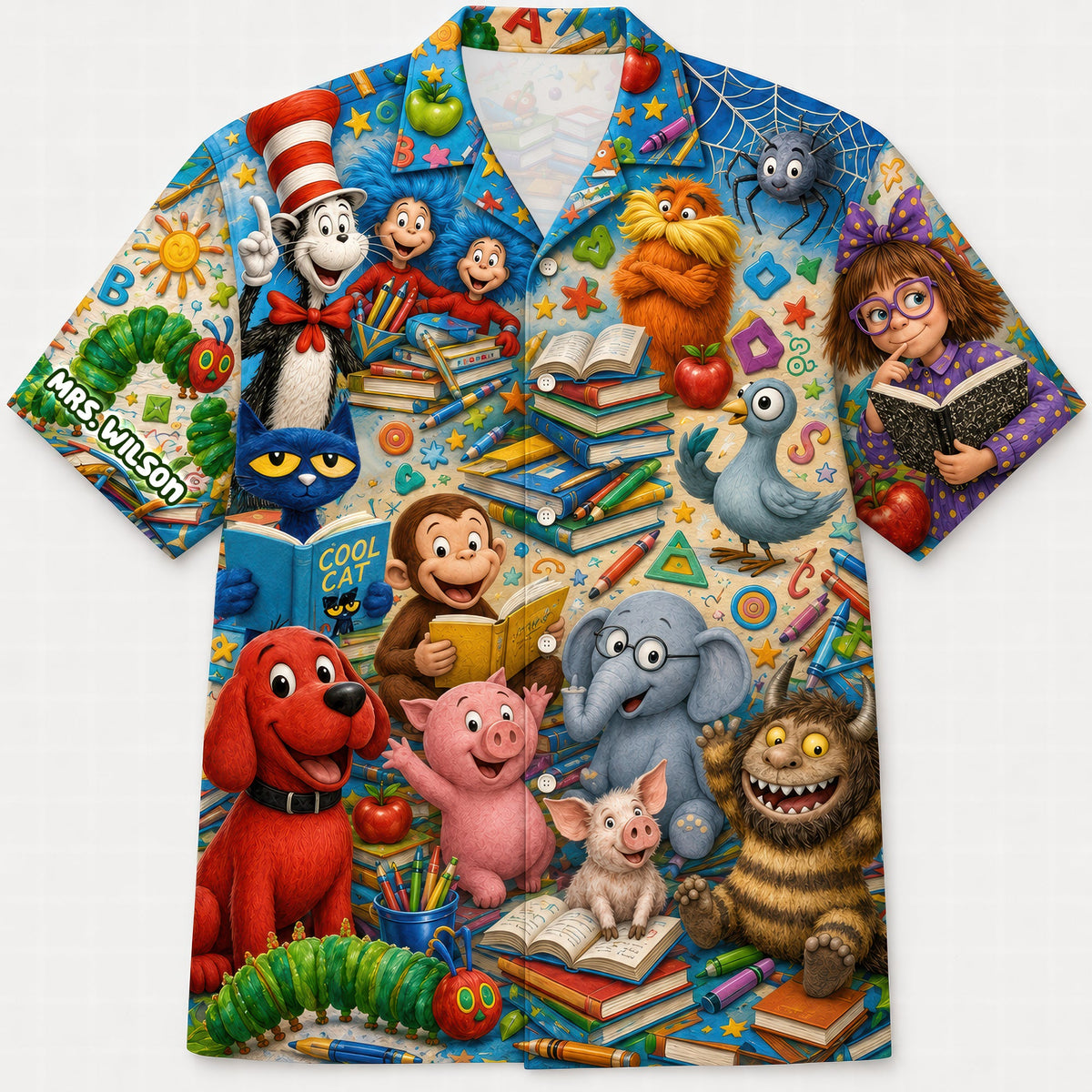 Back to School Book Character Hawaiian Shirt - Personalized Gifts For Teachers 04naqn010726