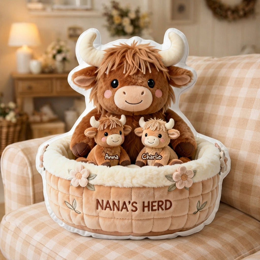 Cute Highland Cow Custom Pillow - Personalized Gifts For Grandma 05NALU280226