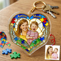Custom Photo Loving Autism Mom Keychain, Personalized Gifts For Autism Mom 02QHTN010426