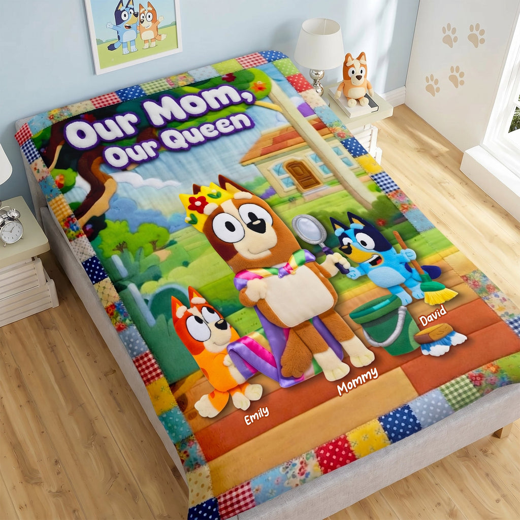 Happy Puppy Family Blanket - Personalized Gifts For Mom 01TYQN160426