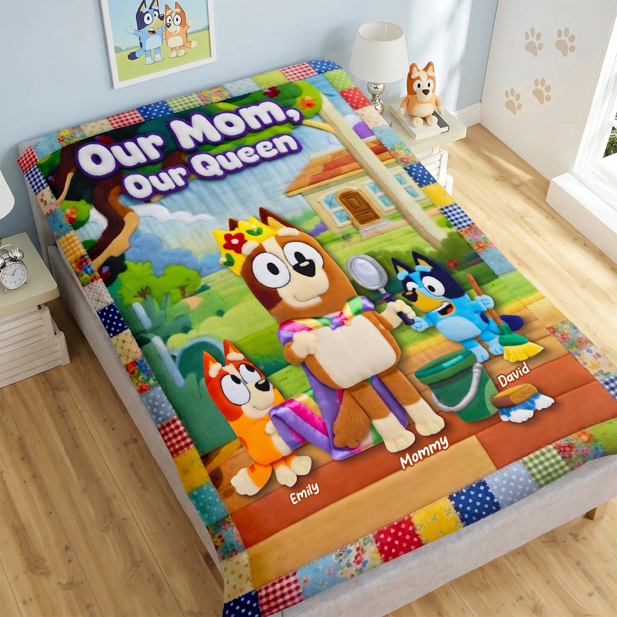 Happy Puppy Family Blanket - Personalized Gifts For Mom 01TYQN160426