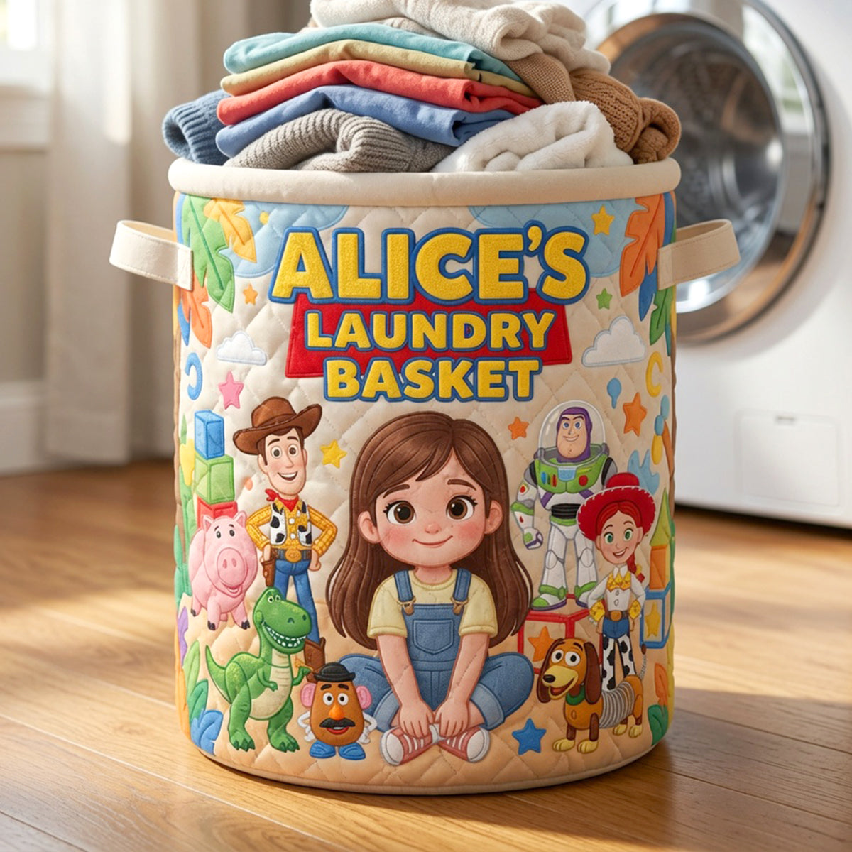 Lovely Characters Quilted Laundry Basket - Custom Photo Gifts 04natn090726