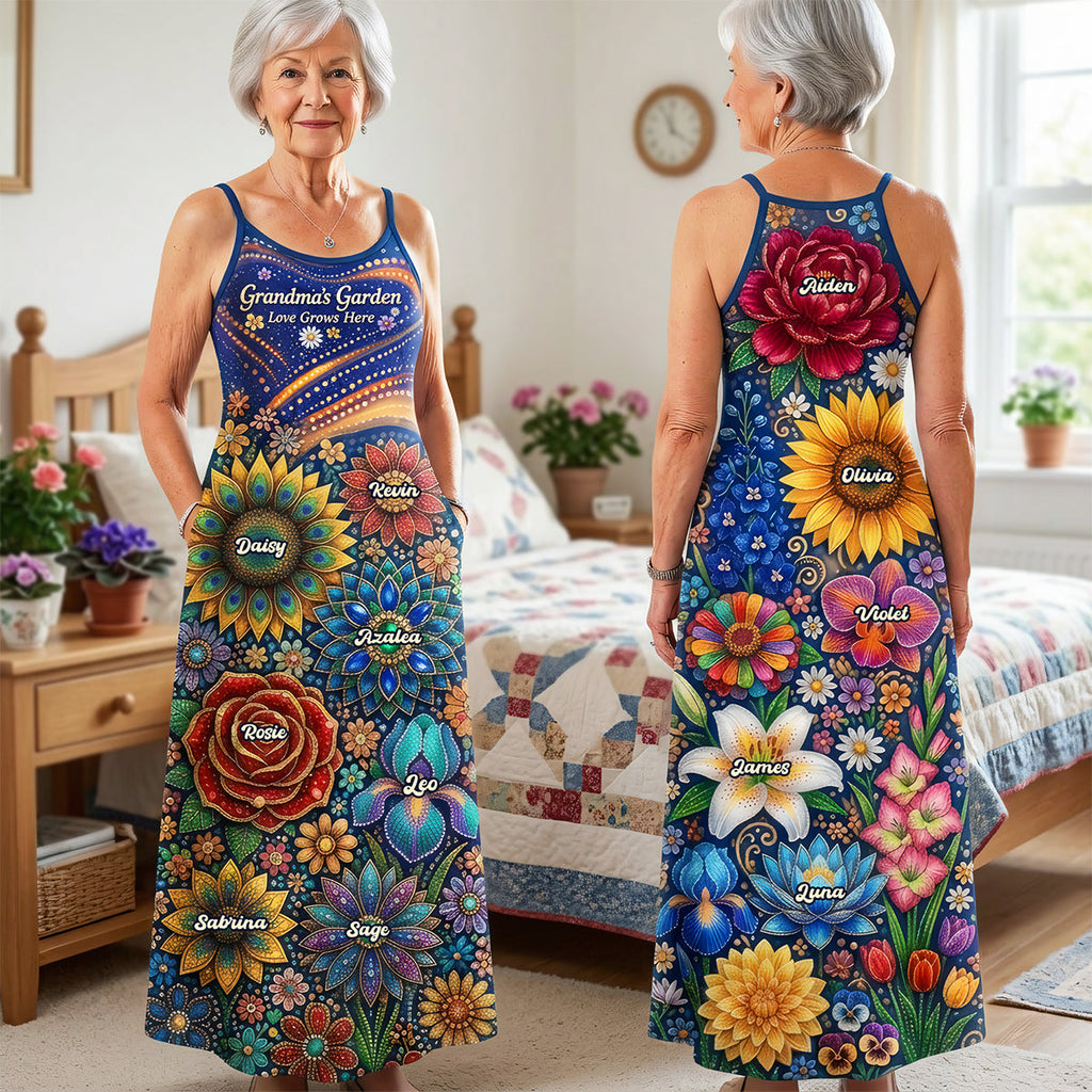 Grandma Garden Suspender Maxi Dress - Personalized Gifts For Grandmas 01huta190326