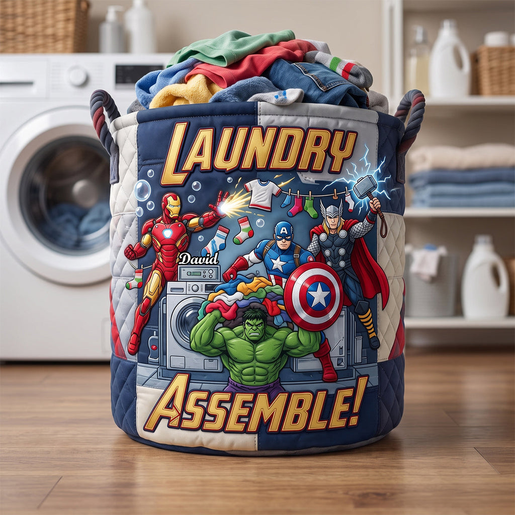 Hero Squad Quilted Laundry Basket - Personalized Gifts 06tydh090726