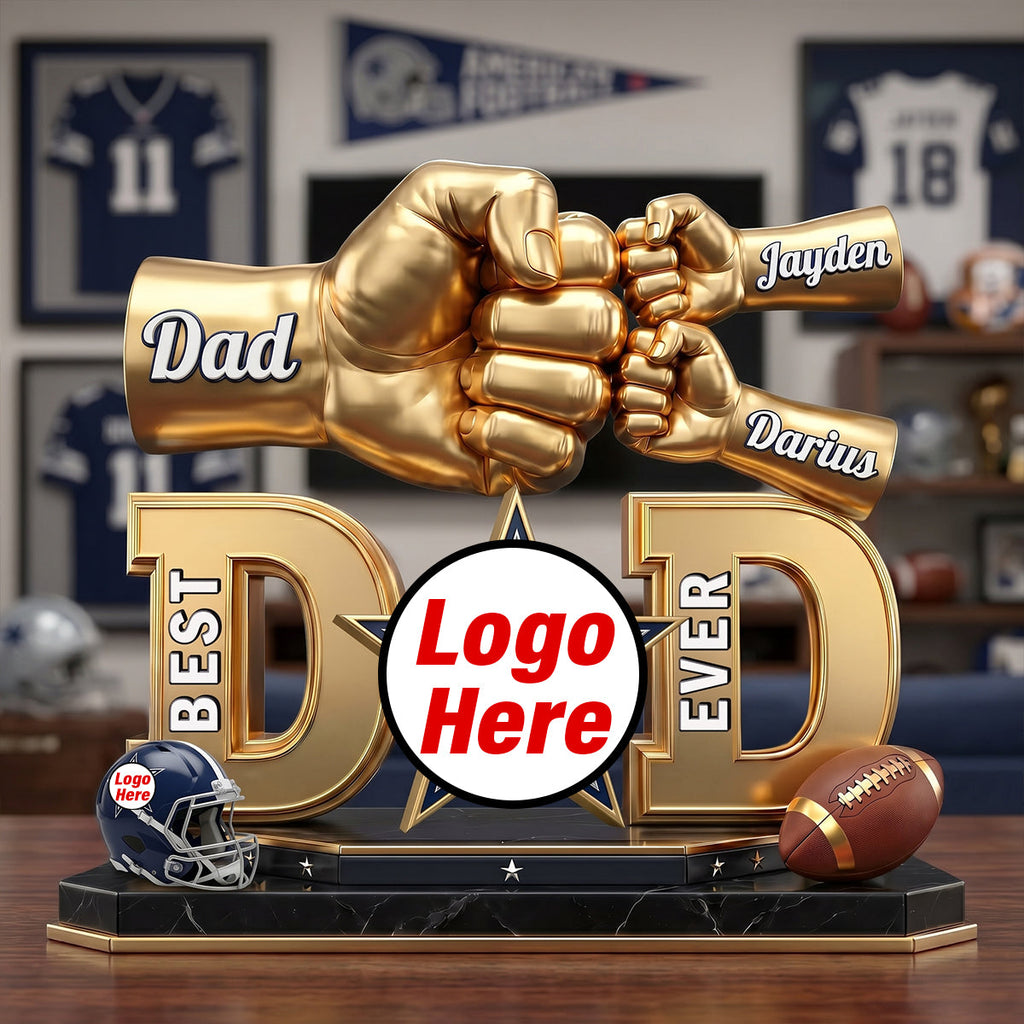 American Football Dad Acrylic Plaque - Champion Dad & Fist Bump - Personalized Gifts For Father