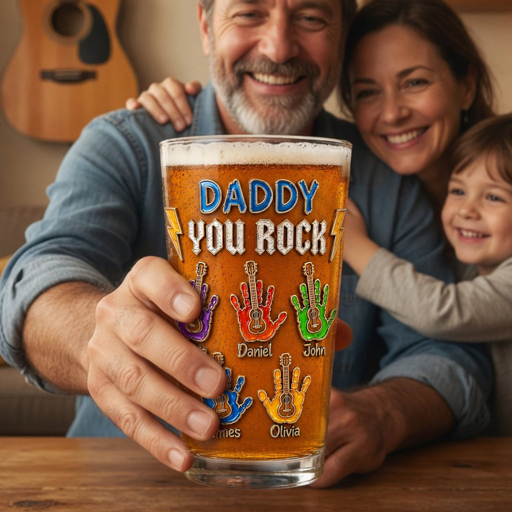 Daddy You Rock Beer Glass - Personalized Gifts For Dad 05palu130526