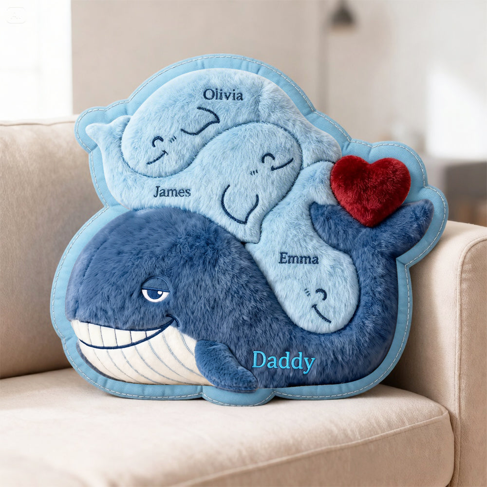 Caring Whale Dad Custom Shape Pillow, Personalized Gifts For Dad 01qhdt060526