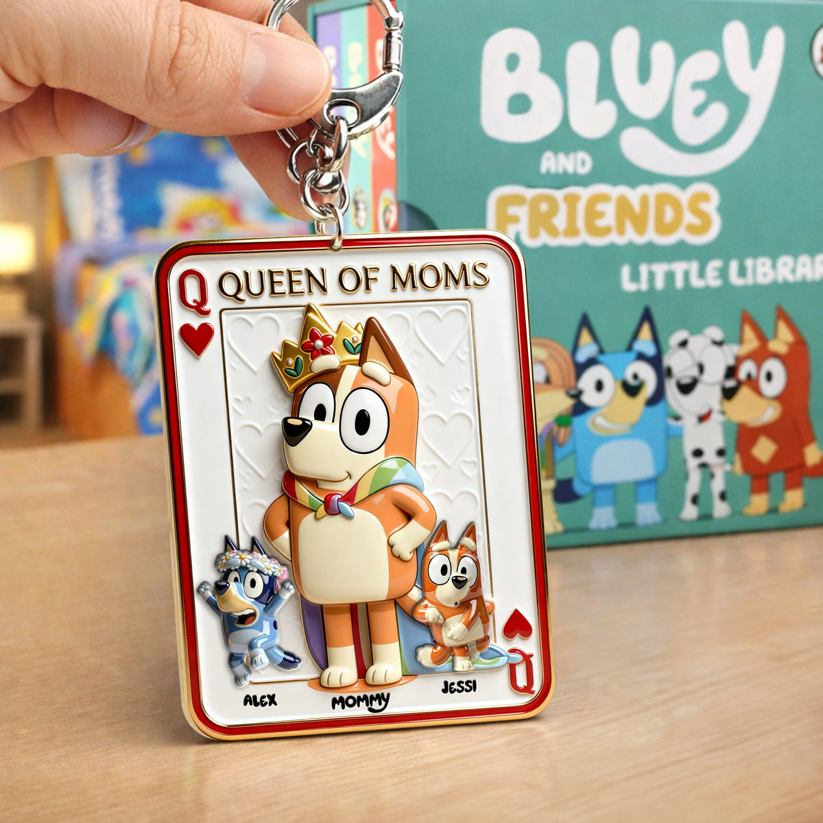 Puppy Card Theme Mom And Kids Keychain - Personalized Gifts For Mother's Day Keychain 03NALU020326