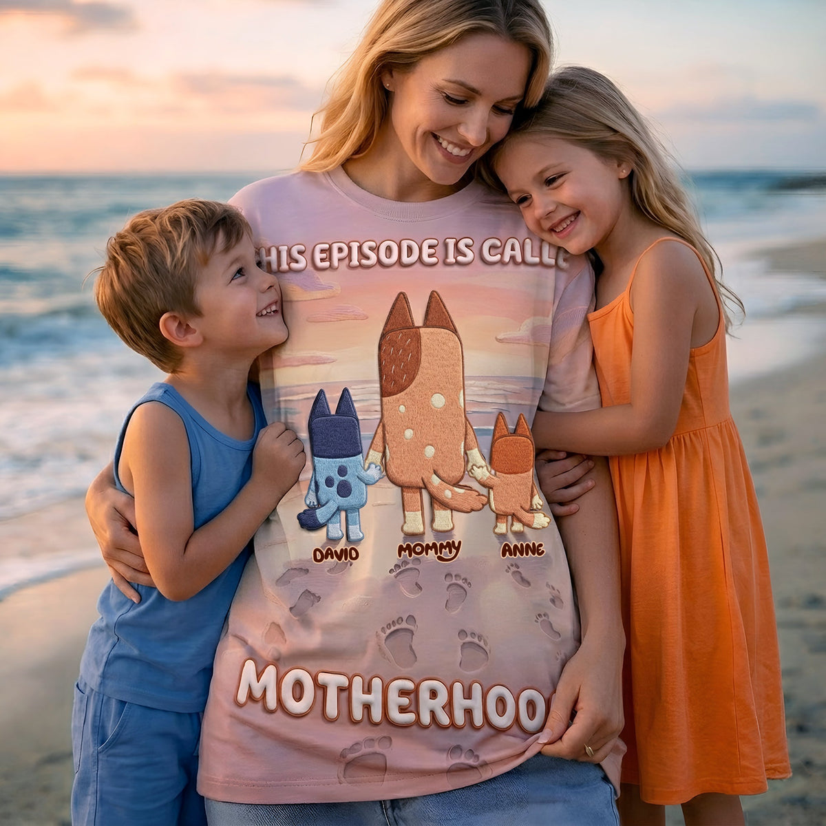 Cute Puppy Mom And Kids Shirt - Personalized Gifts For Mother's Day Shirt 02NALU040426