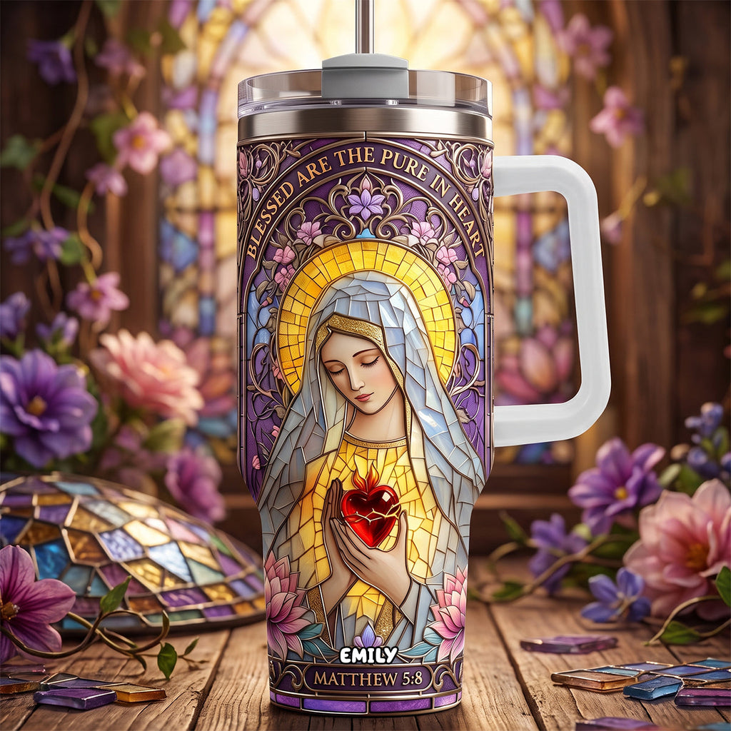 Blessed Pure Heart Tumbler With Handle - Personalized Gifts For Christian 02padh300626