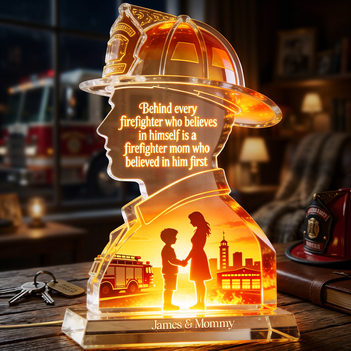 Firefighter Mother Light Box - Personalized Gifts For Moms 03pgta100426