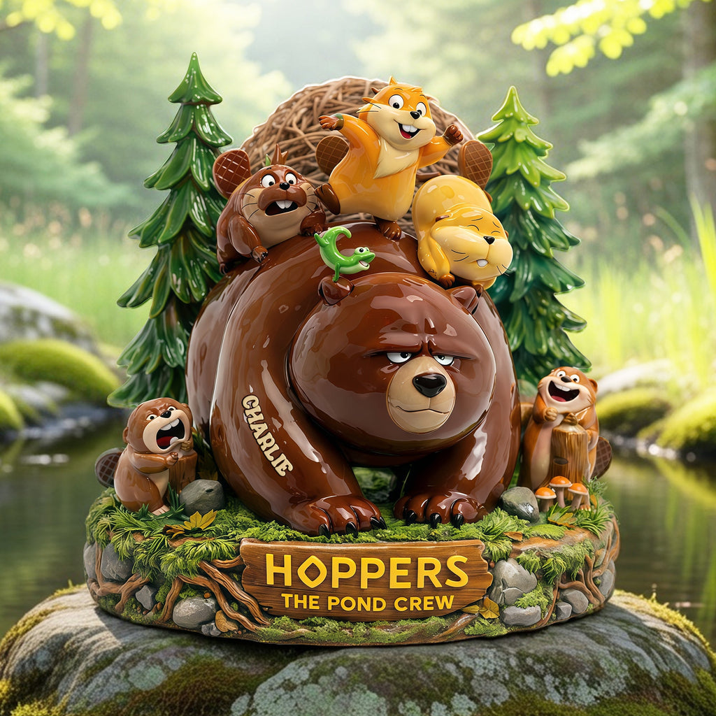 Cute Bear with Otter Friends Acrylic Plaque - Personalized Gifts For Pond Crew Plaque 02TYLU160326