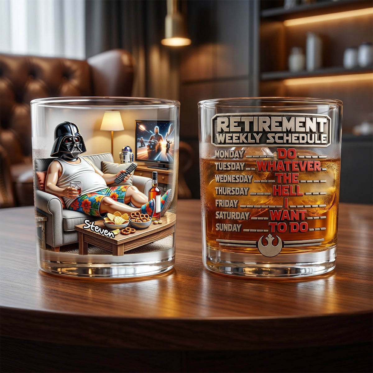 Retirement Weekly Schedule Round Glass - Personalized Retirement Gifts 04TODH110626
