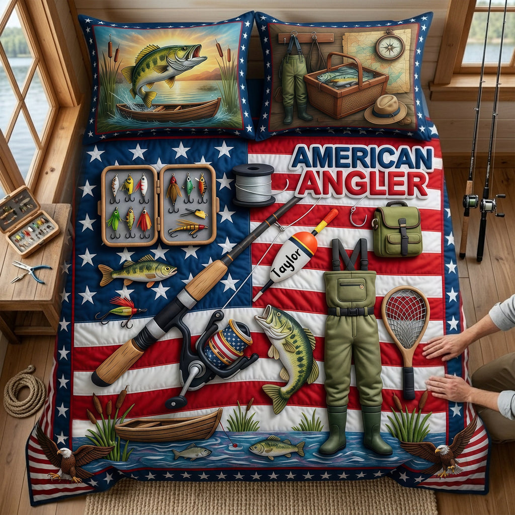 USA Fishing Quilt Bedding Set - Personalized Gifts For Fishing Lovers 05TYLU260326