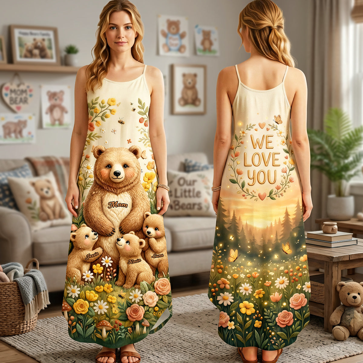 Mama Bear Maxi Dress - Personalized Gifts For Mom 04PATA270326