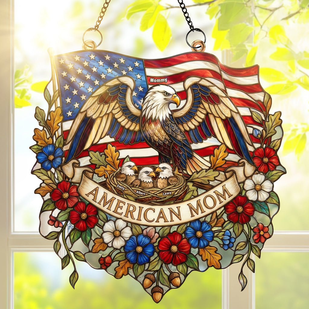 American Eagle Mom Suncatcher Ornament - Personalized Gifts For Mother 01paqn020326