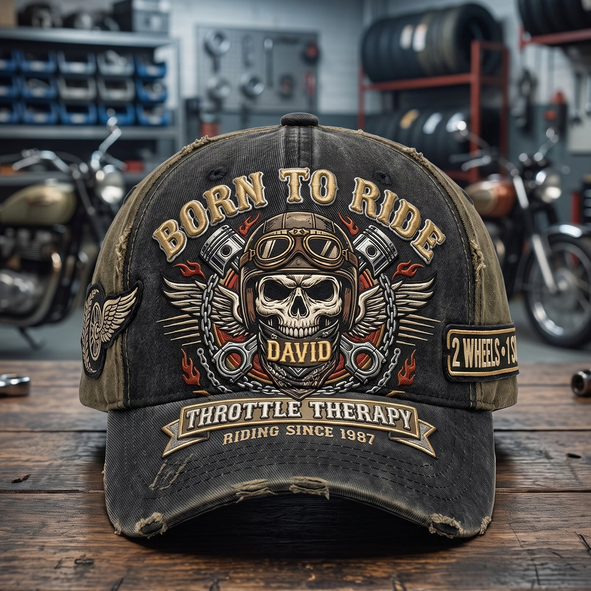 Vintage Rider Skull Classic Cap - Personalized Gifts 03hatn260626