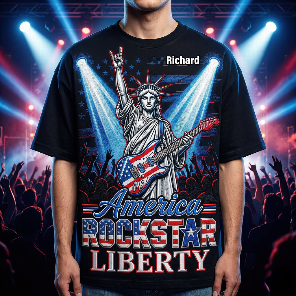 Patriotic Guitar Rockstar Shirt Personalized Gifts 03PAQN060426