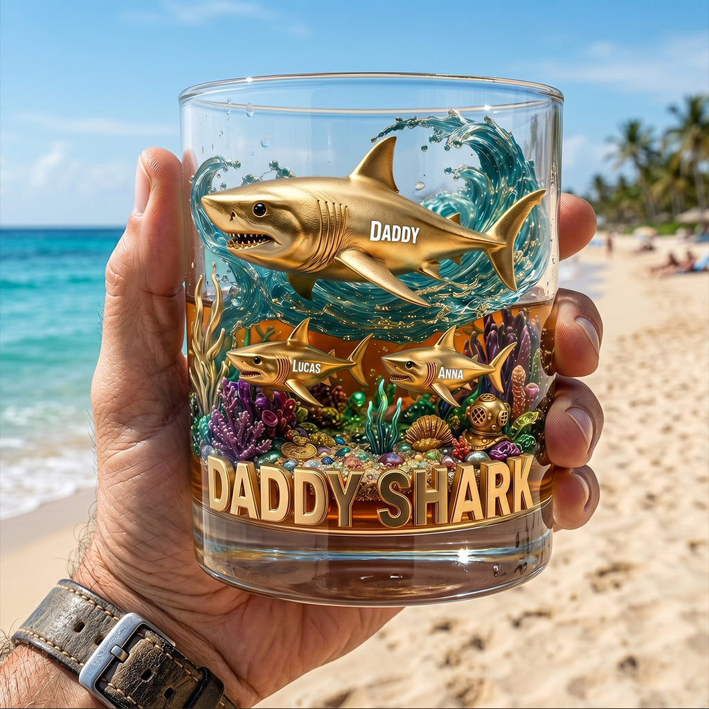 Shark Dad Round Glass - Personalized Gifts For Dad 02tytn260526