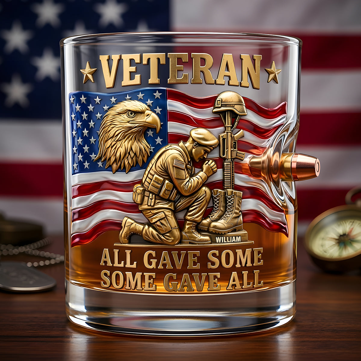 Honor Veteran Bullet Glass - Personalized Gifts For Veterans 01tydt180626