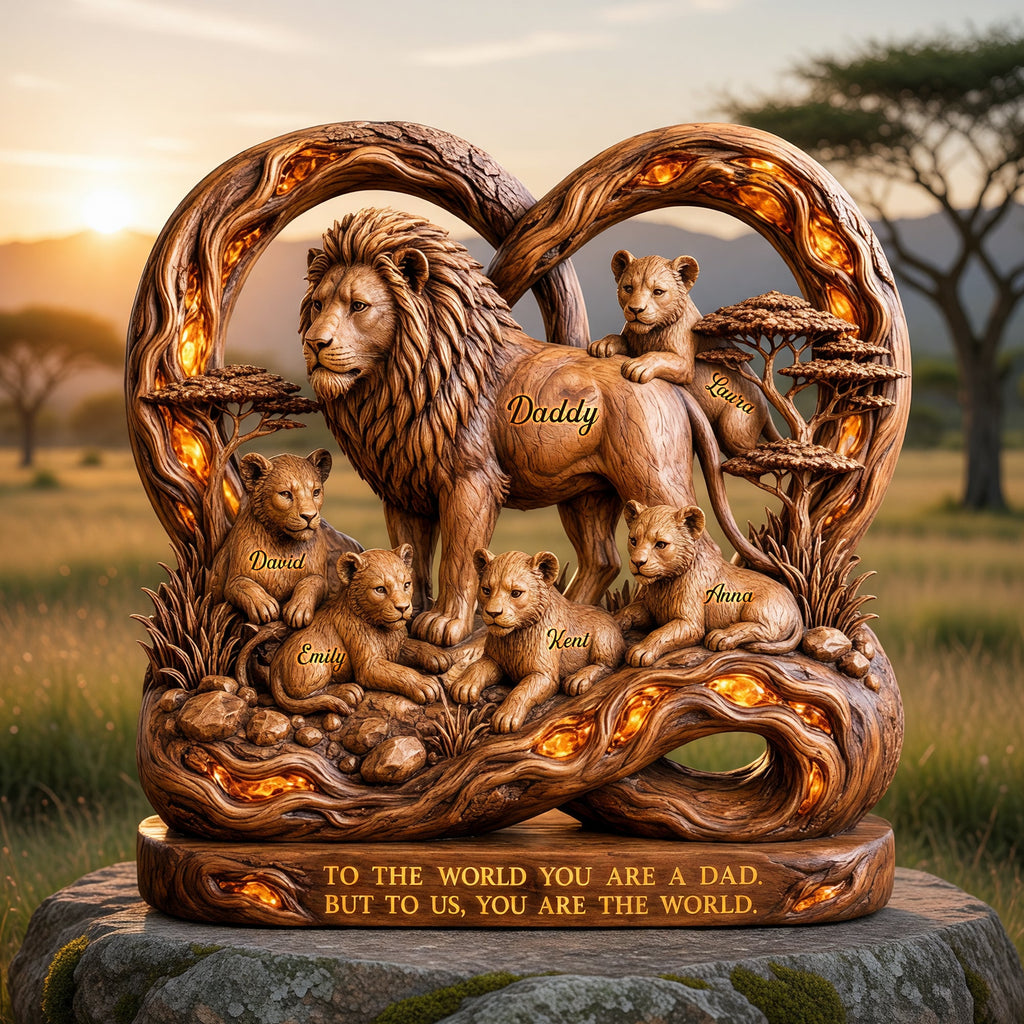 Lion Dad And Kids Acrylic Plaque - Personalized Gifts For Dad 02paqn220526
