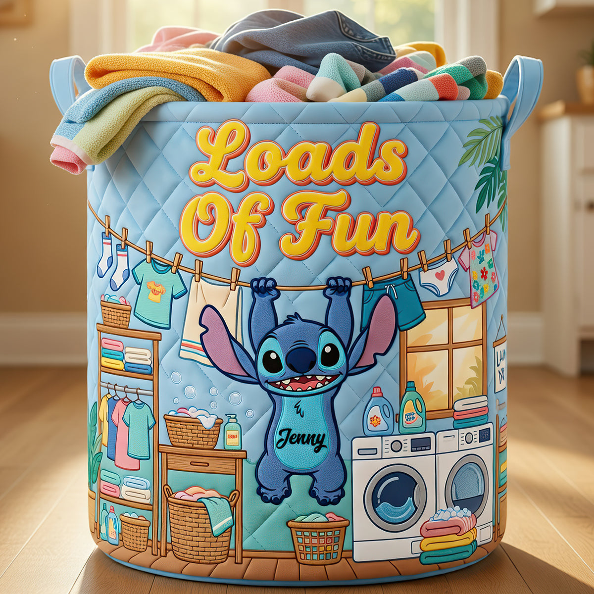 Loads Of Fun Quilted Laundry Basket - Personalized Gifts 04nadt090726