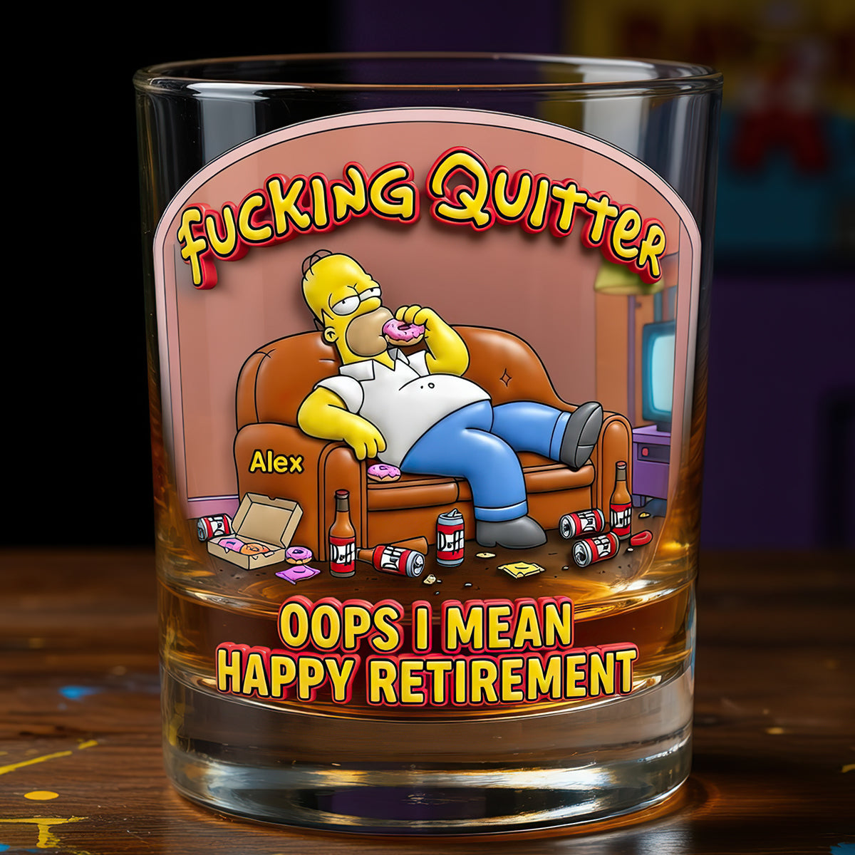 Retired Round Glass - Personalized Retirement Gifts 03todt180626