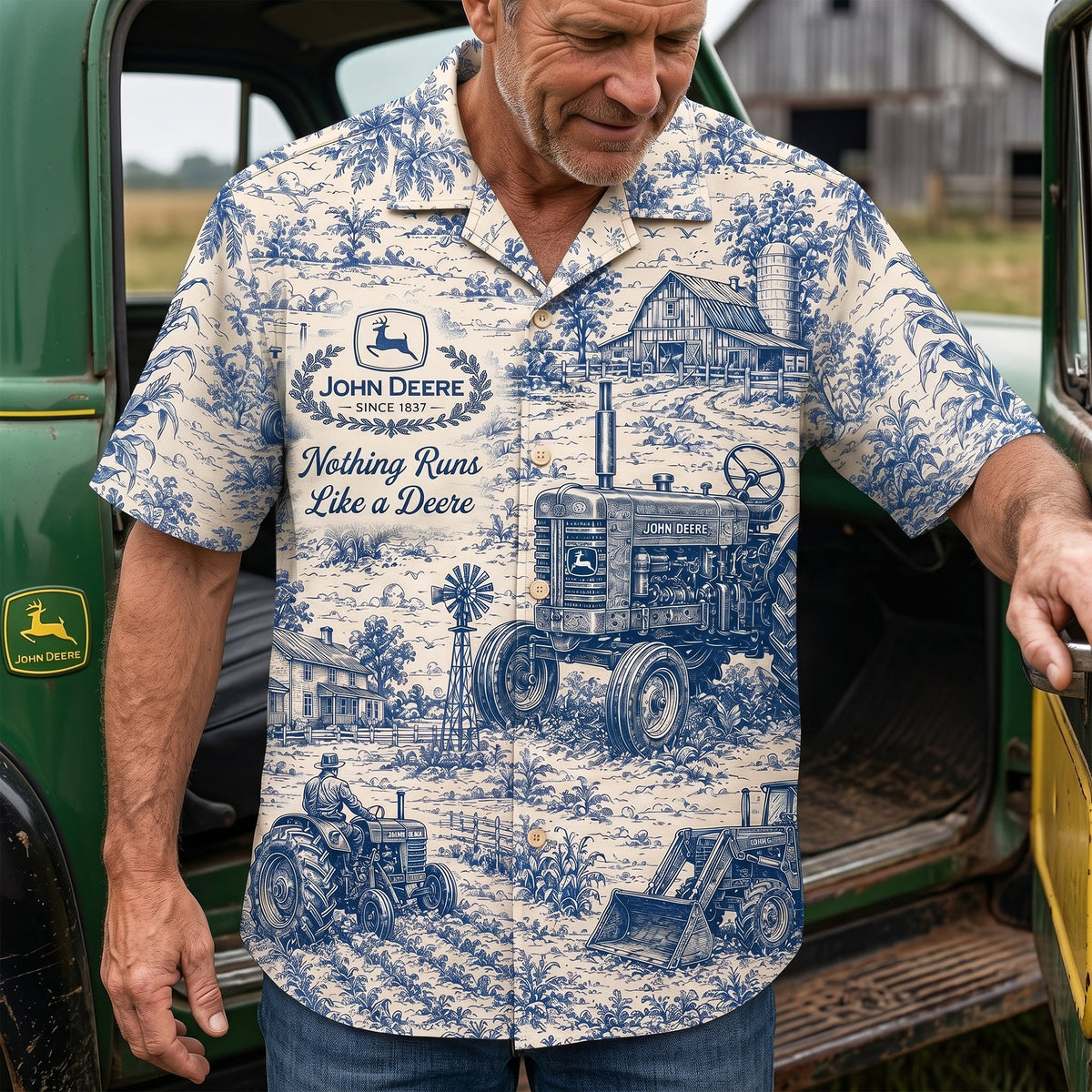 Farm Life Toile de Jouy Hawaiian Shirt - Personalized Gifts For Farmer 03NALU170626