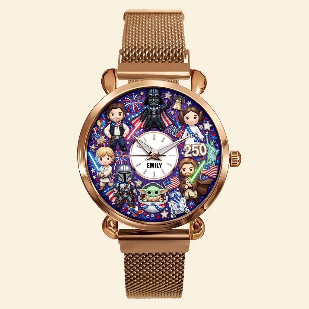 Patriotic Pride Mesh Strap Quartz Watch Personalized Anniversary Gifts 06NAQN080626