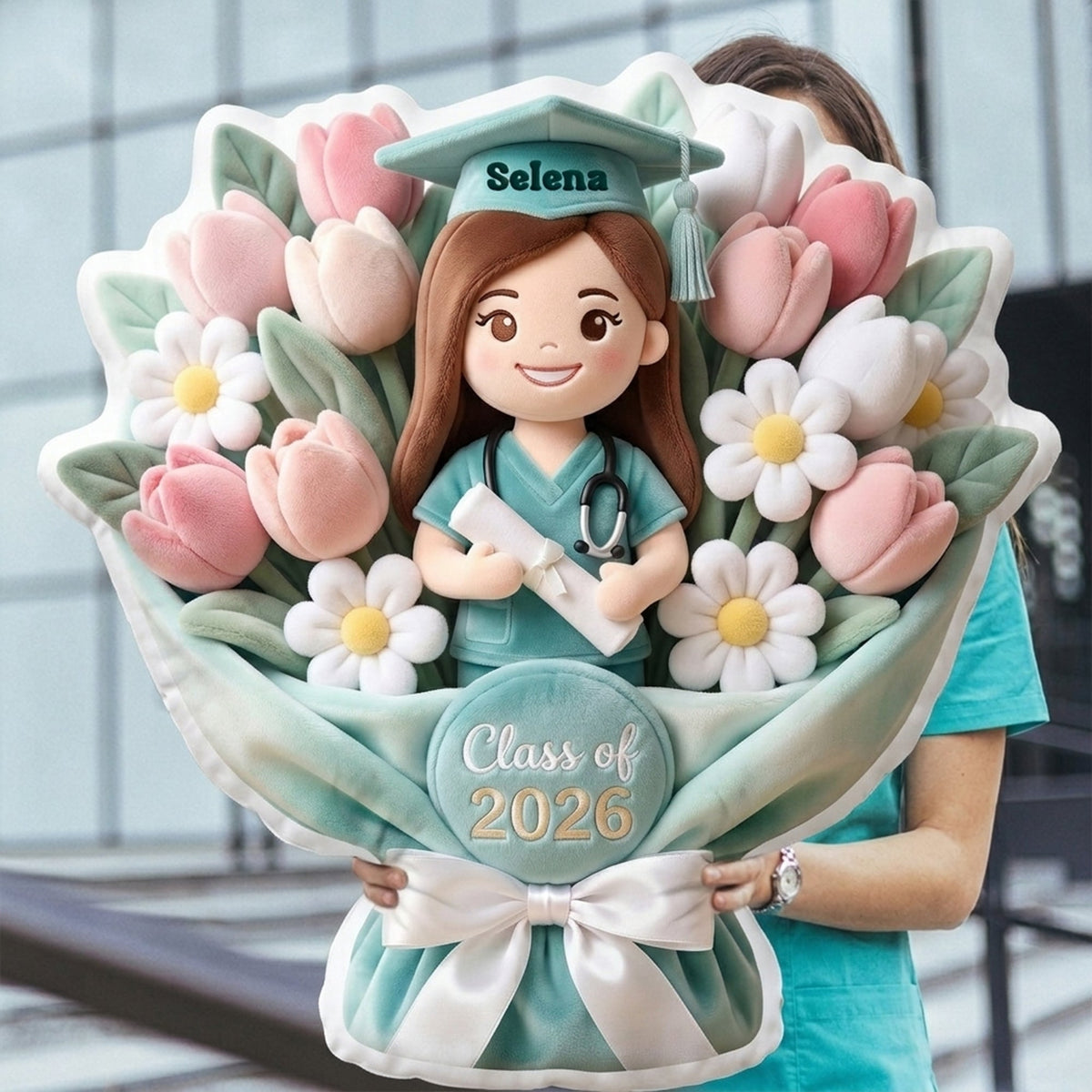 Graduation Nurse Bouquet  Pillow  - Custom Photo Gifts For Nurse Pillow 02NALU270326