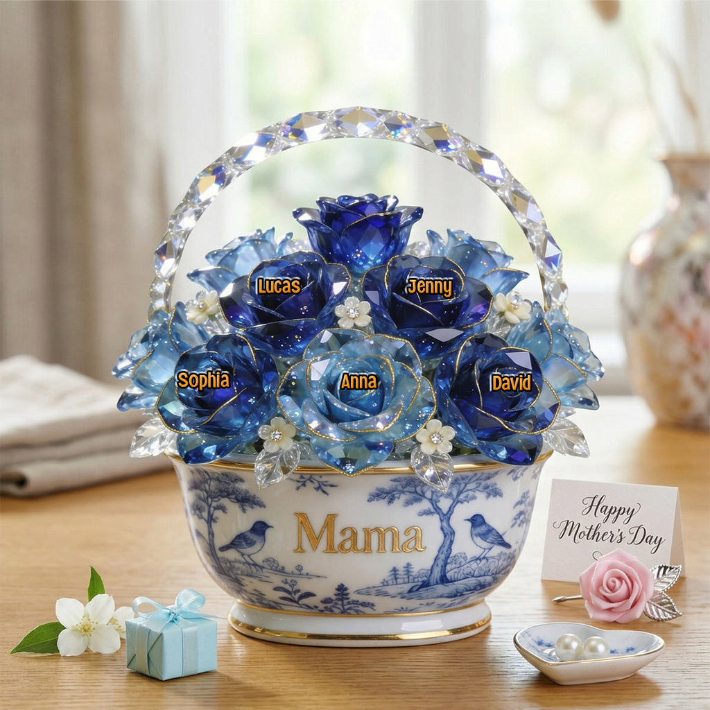 Toile De Jouy Flower Basket Mom Acrylic Plaque - Personalized Gifts For Mother's Day 05PGTN310326