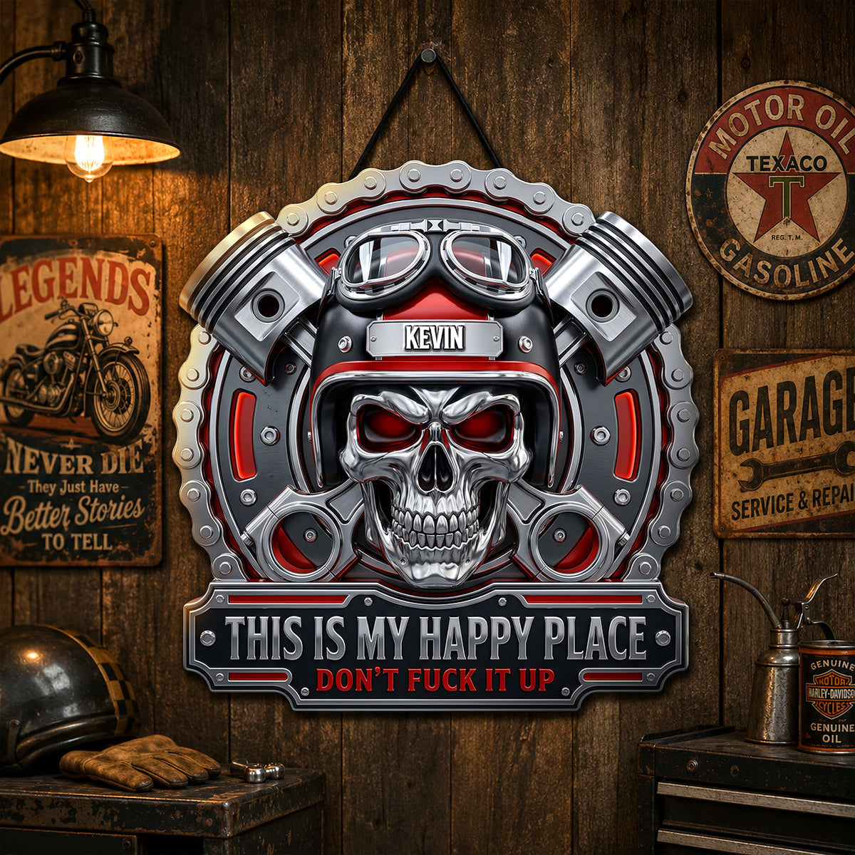 This Is My Happy Place Biker Garage Cut Metal Sign - Personalized Gifts For Bikers 05nadh040626