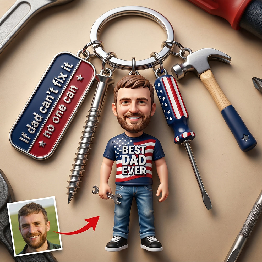 USA Tool Kit Daddy Keychain With Charms Custom Photo Gifts 03PADT020526
