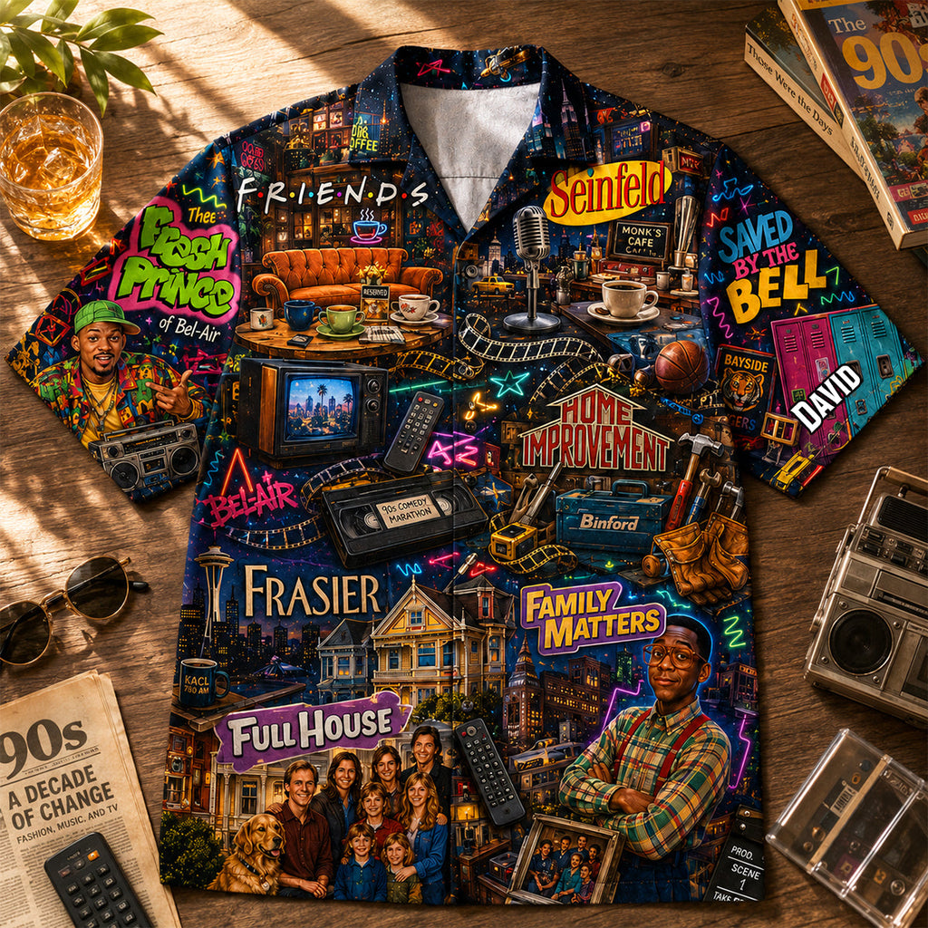 Retro 90s Nostalgia Hawaiian Shirt - Personalized Gifts 03nadh300626